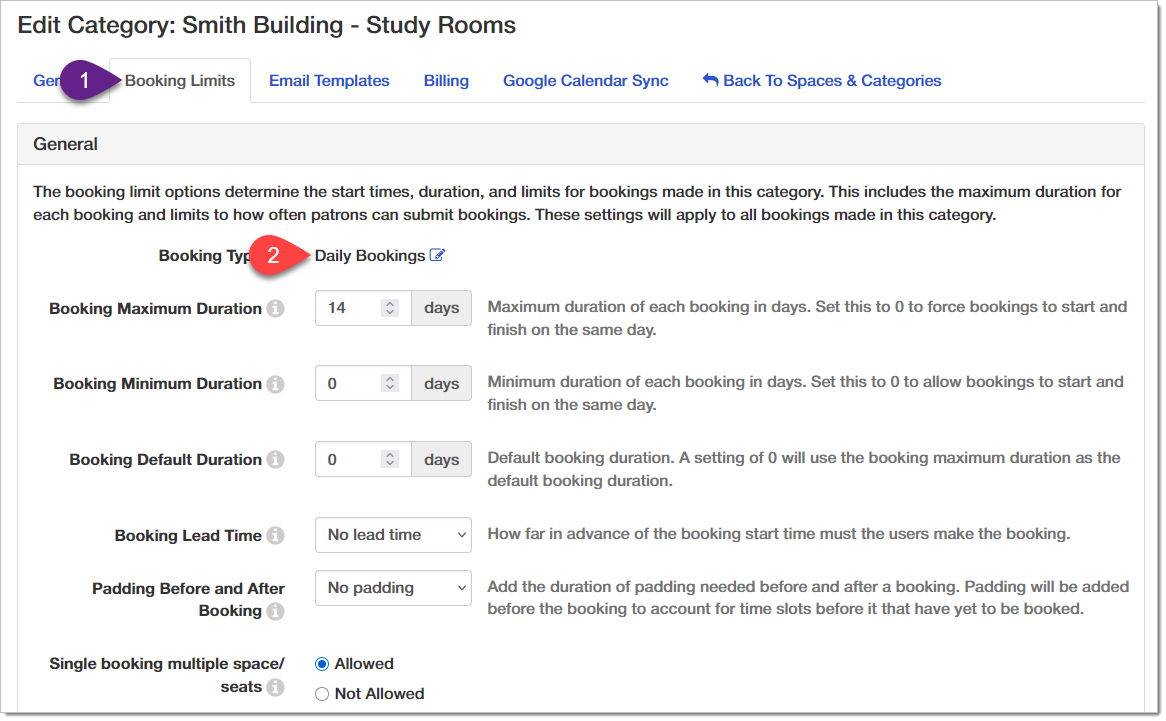 Once you have the location open, edit the categories...