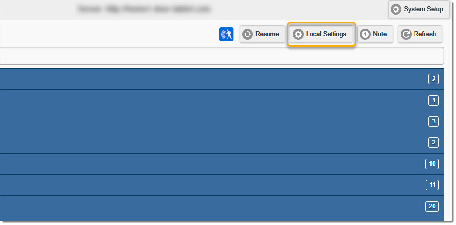 On the Tablet click on "Local Settings":
