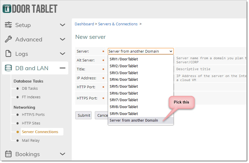 Create a new server representing your internal server. Click on the + button to the right of the label Servers: