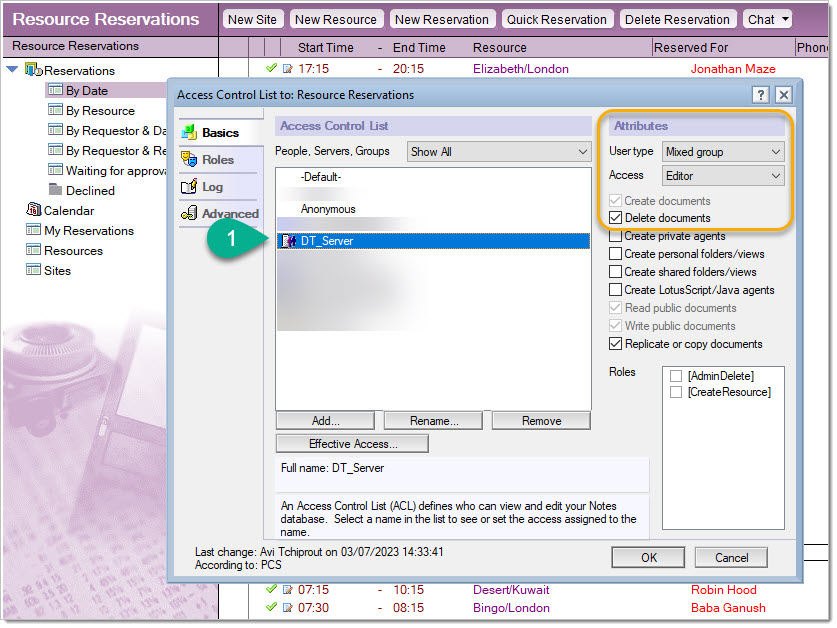 Set the attribute for the group as shown below. For certain calendar changes the Delete documents is required as Door Tablet will delete a record and create it
