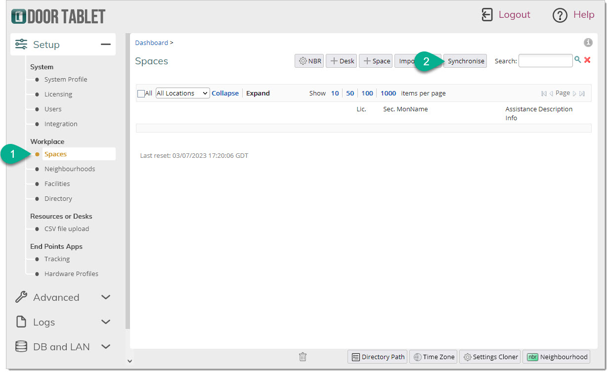 Switch to the Spaces view and click on