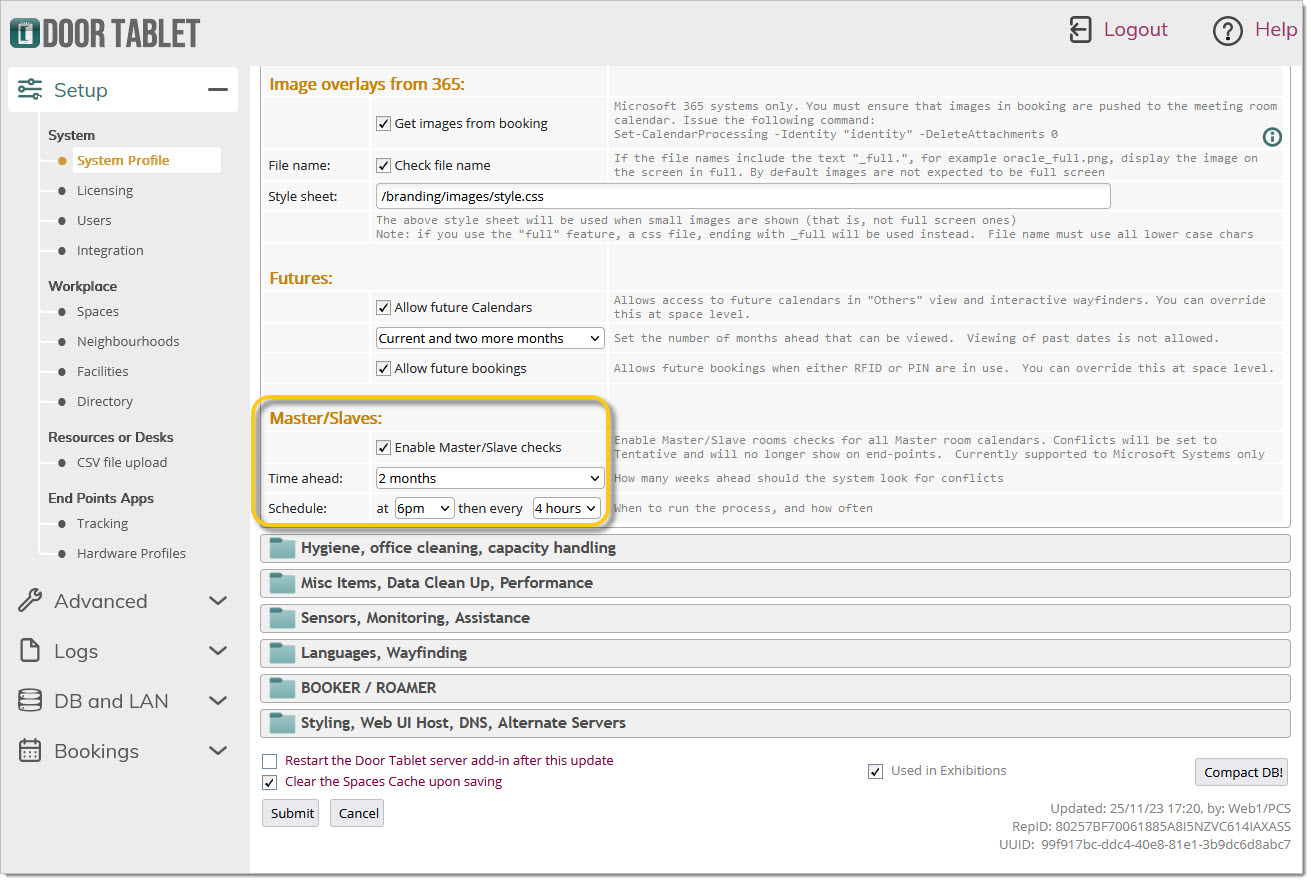 System Profile setup